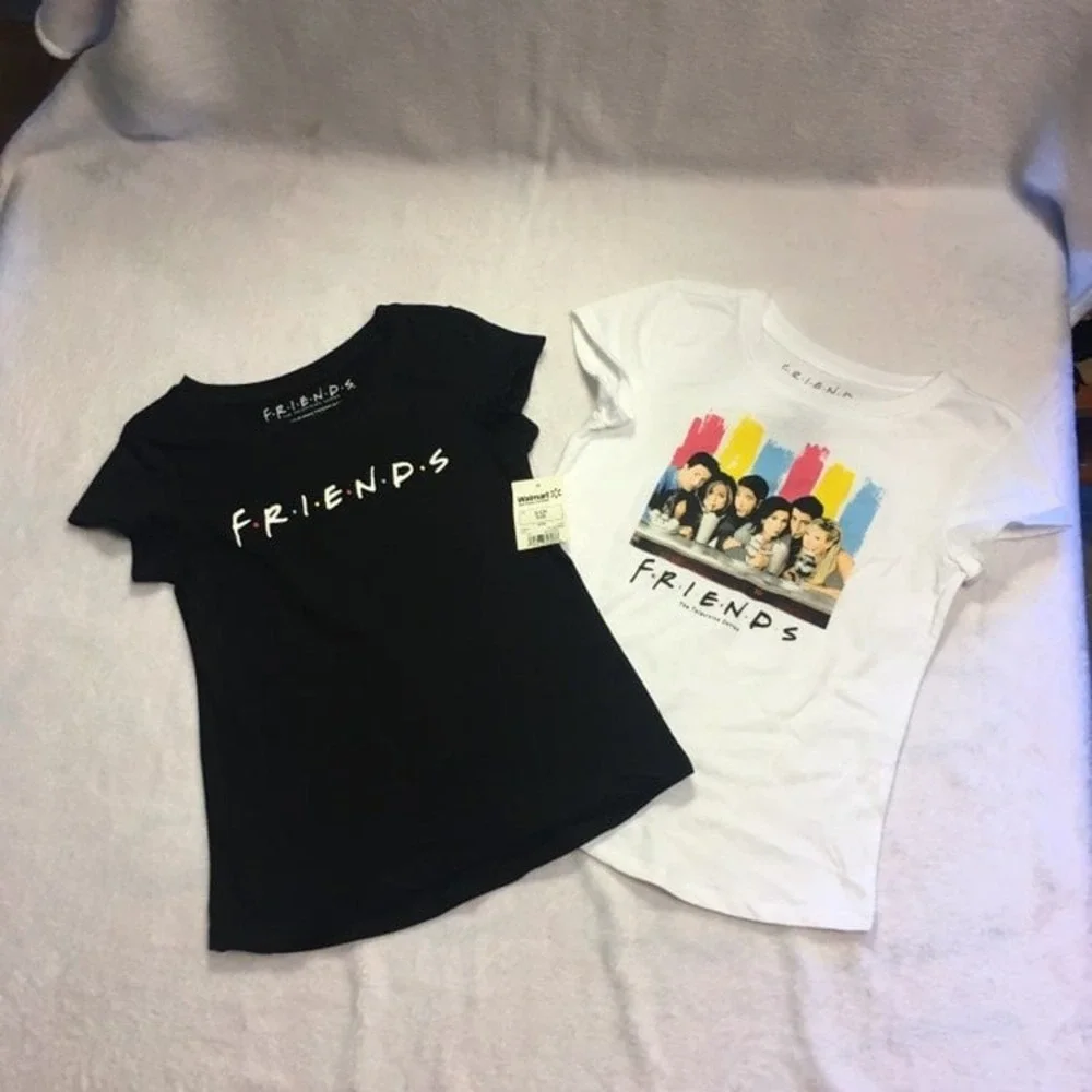 Friends TV Show Graphic T-Shirt Kids Size 6/6X Black White 2‎ Pack NWT NWOT
